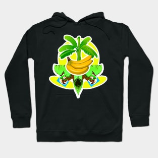 Banana Tree with Bananas and Tropical Parrot Hoodie